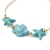 4Pcs 4 Styles Synthetic Turquoise Braided Starfish & Tortoise Beaded Bracelets BJEW-JB10201-4