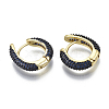 Brass Micro Pave Cubic Zirconia Huggie Hoop Earrings KK-R137-015B-NF-3