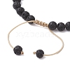 Adjustable 6mm Round Natural Lava Rock Braided Bead Bracelets BJEW-JB10615-03-4