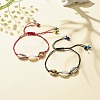 2Pcs 2 Color Acrylic & Alloy Shell Braided Bead Bracelets Set with Lampwork Evil Eye BJEW-JB08131-2