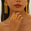 Vintage Alloy Hollowed Sea Shell Shaped Rings & Tassel Earrings Set for Women GH2970-4