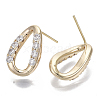 Brass Micro Pave Clear Cubic Zirconia Stud Earring KK-N232-09-NF-3