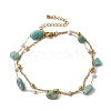 Nuggets Natural Amazonite & Imitation Pearl Multi-Strand Anklets BJEW-P326-04B-G-1