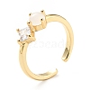 Clear Cubic Zirconia & Glass Rhombus Open Cuff Ring KK-D080-01G-3