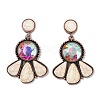 Alloy Synthetic Turquoise Dangle Stud Earrings EJEW-U053-04A-R-4