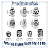10Pcs 10 Styles 304 Stainless Steel European Beads STAS-PH0006-73-4