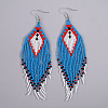 Glass Seed Beads Tassel Dangle Earrings MY1855-2-1