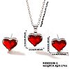 Brass Glass Heart Stud Earrings & Pendant Necklaces Sets for Women MH6858-1-1