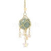 Natural Green Aventurine with Rack Plating Brass Pendants Decorations AJEW-B023-01G-04-2