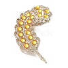 Leaf Alloy Pave Acrylic Rhinestone Brooch JEWB-C029-17B-1