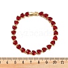 Brass Micro Pave Red Cubic Zirconia Link Chain Bracelets for Women BJEW-M047-01A-5