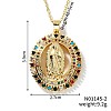 Brass Shiny Cubic Zirconia Virgin Mary Pendant Necklaces CU2155-2-1