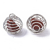 Iron Wrap-around Spiral Bead Cage Pendants IFIN-R239-11P-3