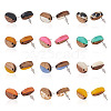 Craftdady 12Pairs 12 Colors Opaque Resin & Walnut Wood Stud Earring Findings MAK-CD0001-05-11