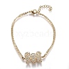 Brass Micro Pave Clear Cubic Zirconia Link Bracelets BJEW-Z003-21G-1