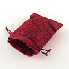 Polyester Imitation Burlap Packing Pouches Drawstring Bags X-ABAG-R004-14x10cm-06-2