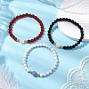 3Pcs 3 Styles Round Natural Gemstone Beads Stretch Bracelets Sets BJEW-JB11008-2