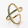 Brass Micro Pave Cubic Zirconia Cuff Rings LS-RJEW-C101-13G-E-2