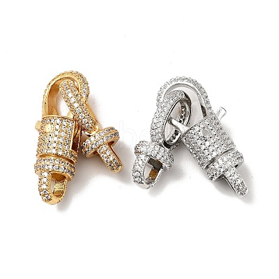 Brass Micro Pave Clear Cubic Zirconia Interlocking Clasps KK-J301-01-1