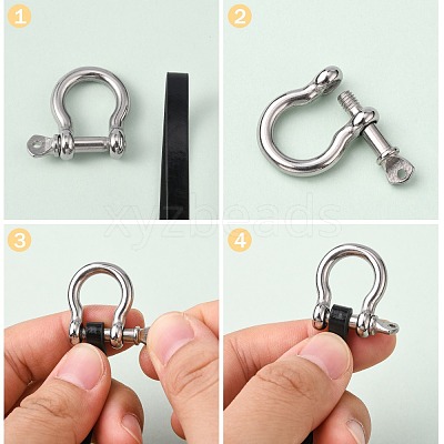 Tarnish Resistant 304 Stainless Steel D-Ring Anchor Shackle Clasps STAS-P198-11A-1