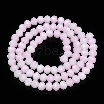 Two-Tone Imitation Jade Glass Beads Strands GLAA-T033-01B-07-1