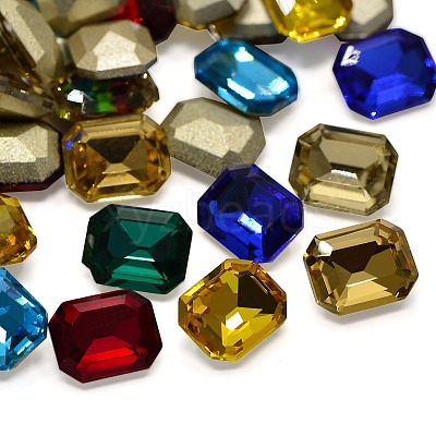 Faceted Rectangle K9 Glass Pointed Back Rhinestone Cabochons RGLA-A017-8x10mm-SM-1