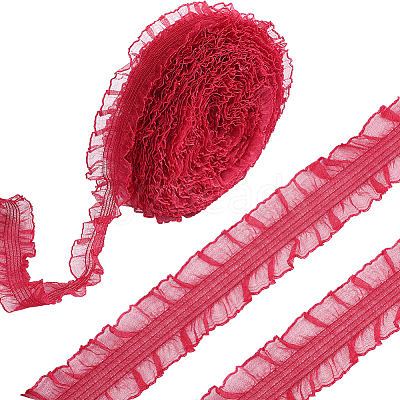 20 Yards Ruffled Nylon Elastic Lace Trim EW-WH0018-03B-1