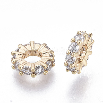 Brass Micro Cubic Zirconia Beads KK-N231-28-NF-1