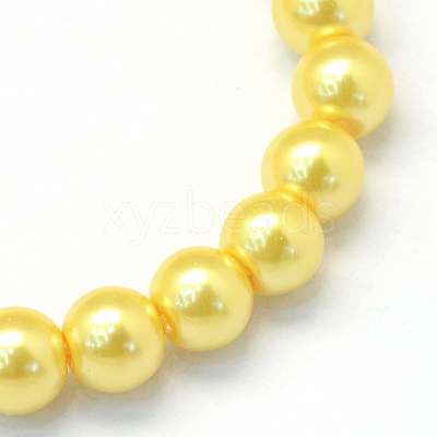 Baking Paint Pearlized Glass Pearl Round Bead Strands X-HY-Q003-10mm-67-1