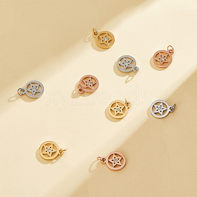 9Pcs 3 Colors 316 Surgical Stainless Steel Charms STAS-DC0009-36-1