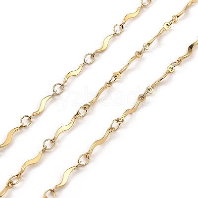 Ion Plating(IP) Handmade 304 Stainless Steel Wave Bar Link Chains CHS-G025-06G-1
