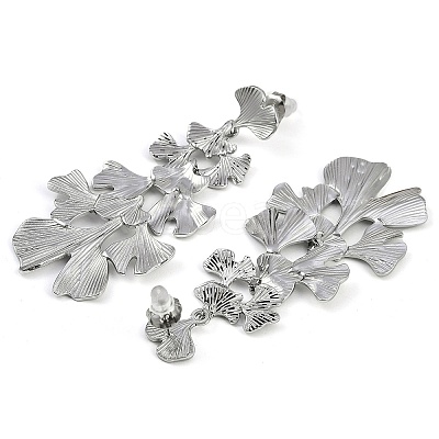 304 Stainless Steel Leaf Stud Earrings EJEW-K294-02P-1