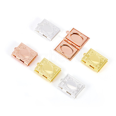 6Pcs 3 Colors Brass Locket Pendants KK-TA0001-98-1