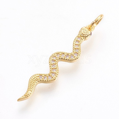 Brass Micro Pave Cubic Zirconia Pendants X-ZIRC-O026-22G-NR-1