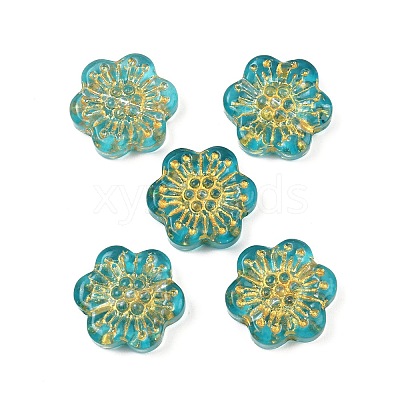 Baking Paint and Golden Metal Enlaced Glass Beads DGLA-T004-09B-1