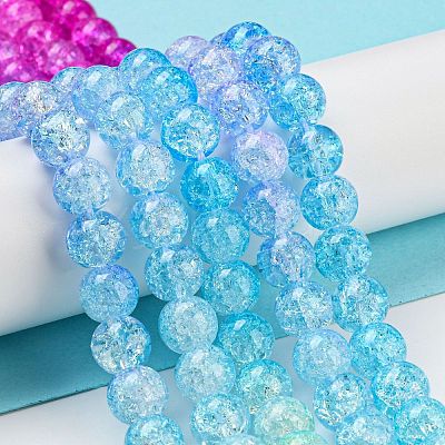 Spray Painted Crackle Glass Beads Strands DGLA-C002-8mm-05-1