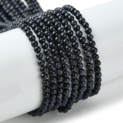 Synthetic Blue Goldstone Beads Strands G-N0200-01D-3mm-1