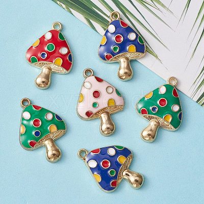 8Pcs 4 Colors Autumn Theme Rack Plating Alloy Enamel Pendants ENAM-YW0003-35-1