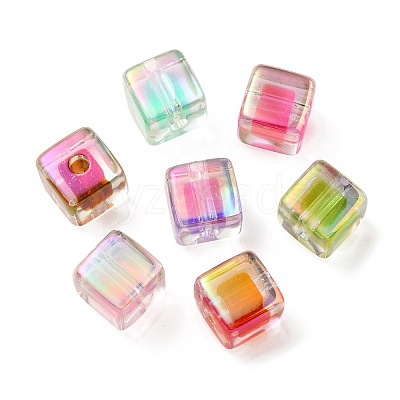 UV Plating Transparent Acrylic European Beads OACR-F004-10-1