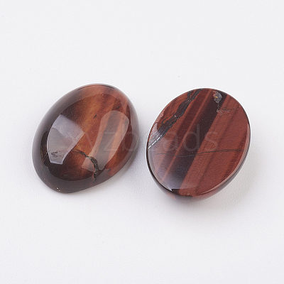 Natural Dyed & Heated Red Tiger Eye Flat Back Cabochons X-G-G741-13x18mm-13-1