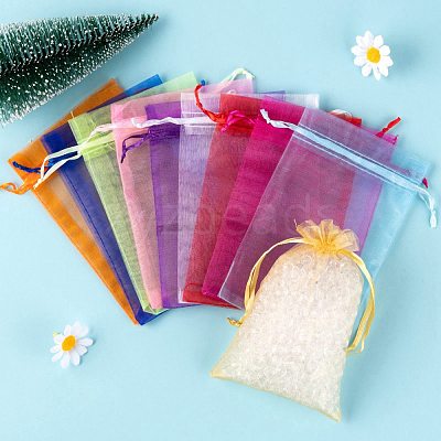 90Pcs 18 Style Organza Bags Jewellery Storage Pouches Wedding Favor Party Mesh Drawstring Gift OP-LS0001-05-1