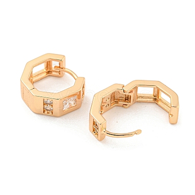 Brass Micro Pave Clear Cubic Zirconia Hoop Earrings EJEW-A107-06B-KCG-1