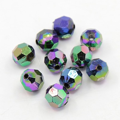 Plating Plastic Acrylic Faceted Round Beads PACR-L002-6mm-M-1