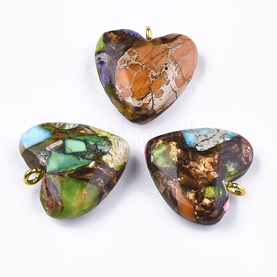 Assembled Bronzite and Imperial Jasper Pendants G-T111-04I-1
