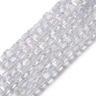 Electroplate Glass Beads Strands EGLA-D018-8x8mm-01-1