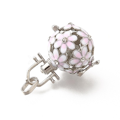 Alloy Crystal Rhinestone Bead Cage Pendants ENAM-M047-02P-D-1