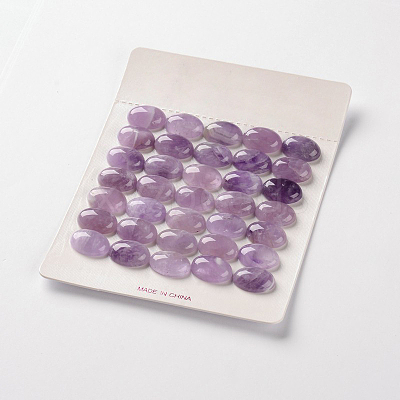 Natural Amethyst Gemstone Oval Cabochons G-J329-13-8x10mm-1