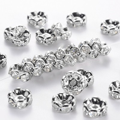 Brass Rhinestone Spacer Beads RB-A014-L8mm-01P-NF-1