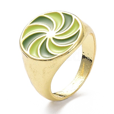 Pinwheel Pattern Alloy Enamel Finger Rings RJEW-Z008-15LG-C-1
