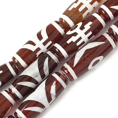 Rice Shape Tibetan Style dZi Beads Strands G-A269-A03-01-1